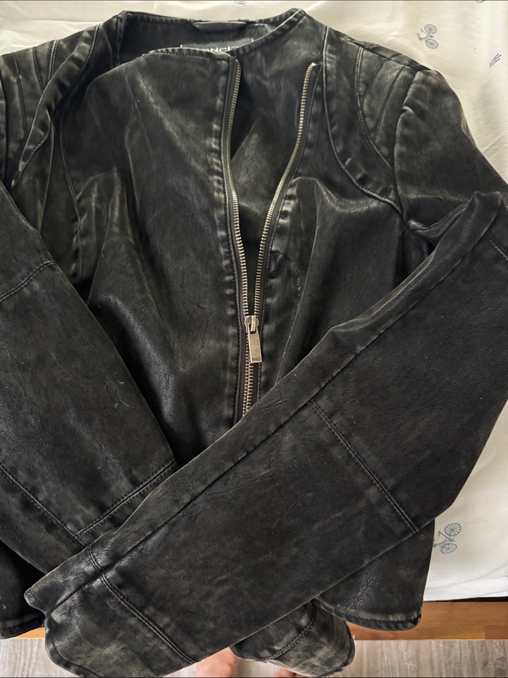 Black Asymmetric Zip Soft FauxLeather Jacket - Picture 3 of 3